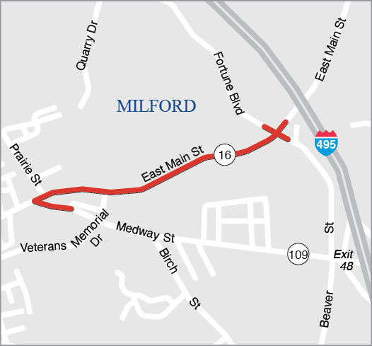 Milford: Rehabilitation on Route 16, from Route 109 to Beaver Street